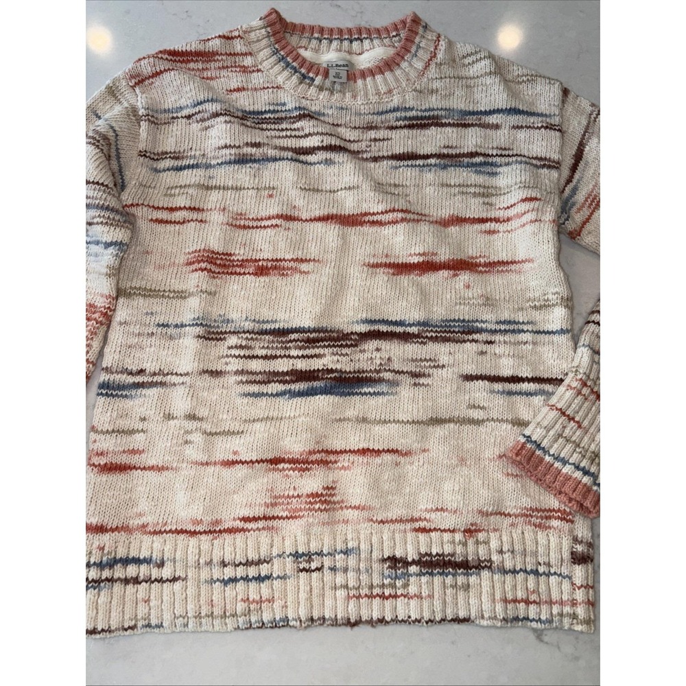 L.L. Bean Women's Cream Multicolor Crewneck Sweater